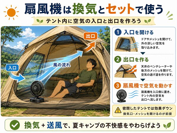 テント内の空気循環