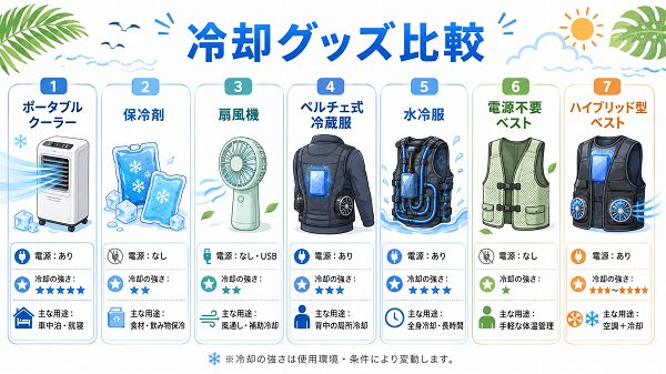 冷却グッズ比較表