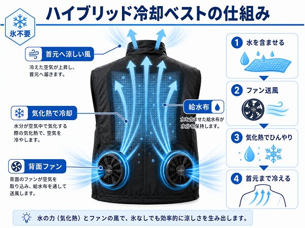 ハイブリッド冷却ベスト仕組み