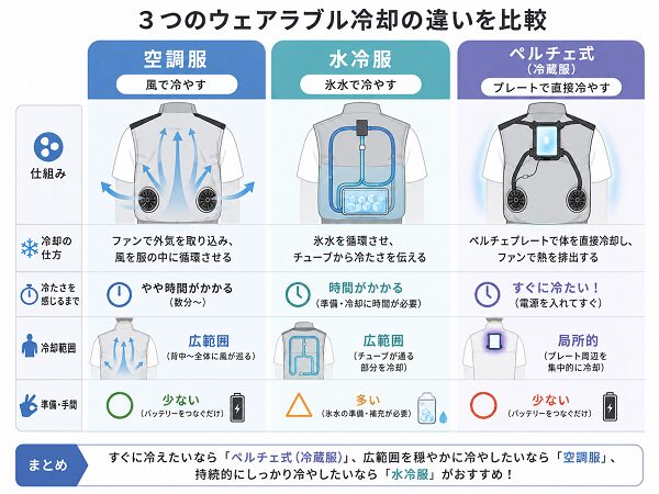 3つの冷却の違い