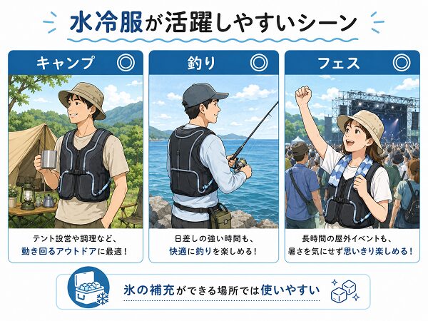 水冷服 活躍シーン